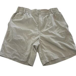 Burlebo Shorts Mens Medium Khaki Tan Stretch Elastic Waist Outdoor Lightweight